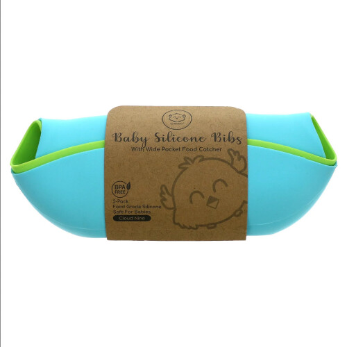 KeaBabies, Baby Silicone Bibs, Cloud Nine, Nyfödd - 4 år, 2 Pack