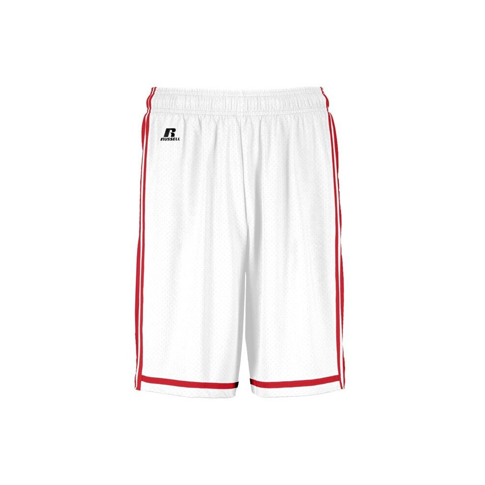 Russell 4B2VTB.WTR.XL Youth Legacy Basketball Shorts, White & True Red - Extra Large