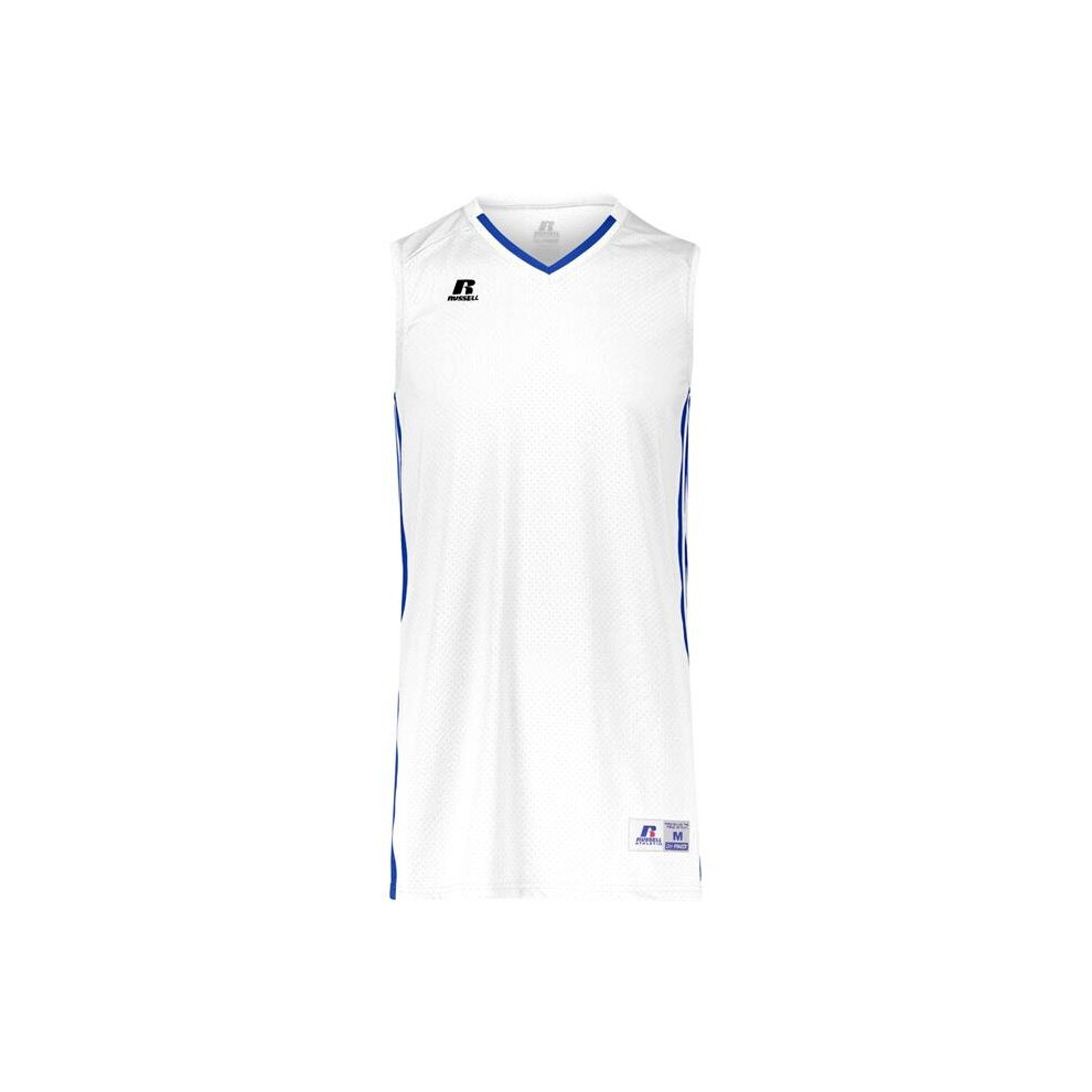 Russell 4B1VTM.WRO.M Adult Legacy Basketball Jersey, White & Royal - Medium