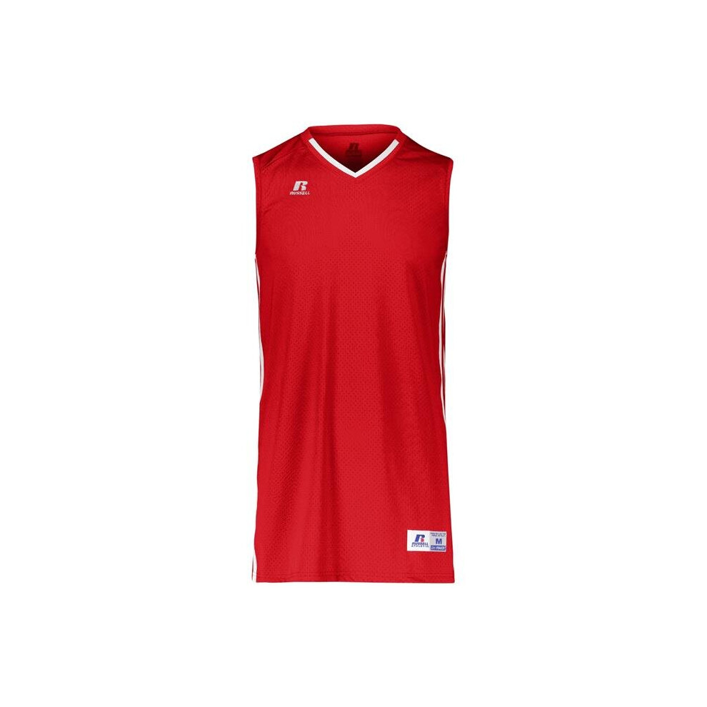 Russell 4B1VTM.TRW.S Adult Legacy Basketball Jersey, True Red & White - Small