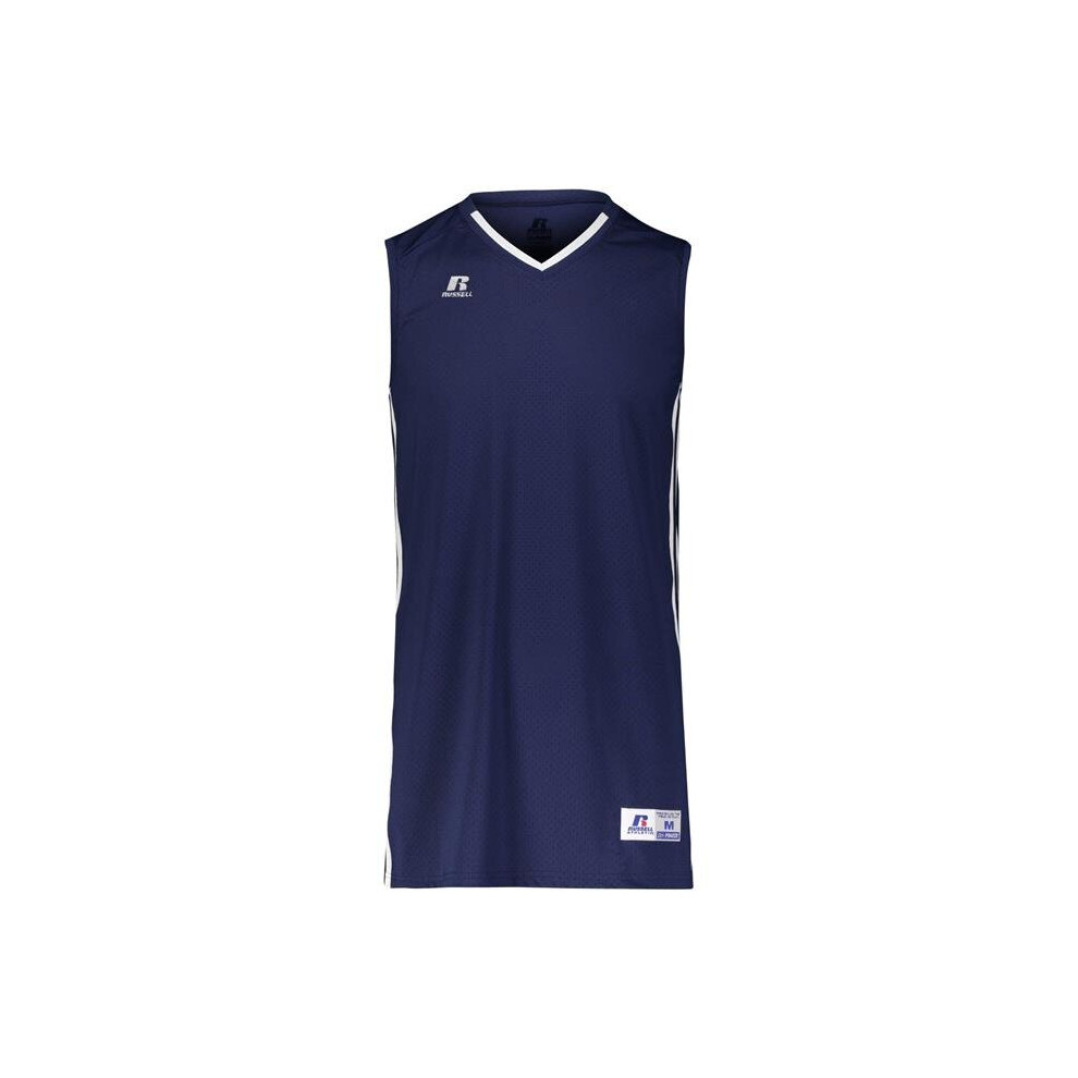 Russell 4B1VTM.NWH.S Adult Legacy Basketball Jersey, Navy & White - Small