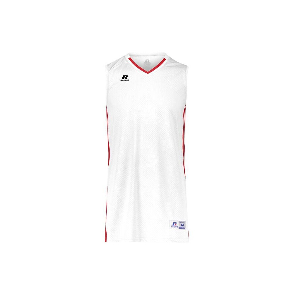 Russell 4B1VTM.WTR.M Adult Legacy Basketball Jersey, White & True Red - Medium