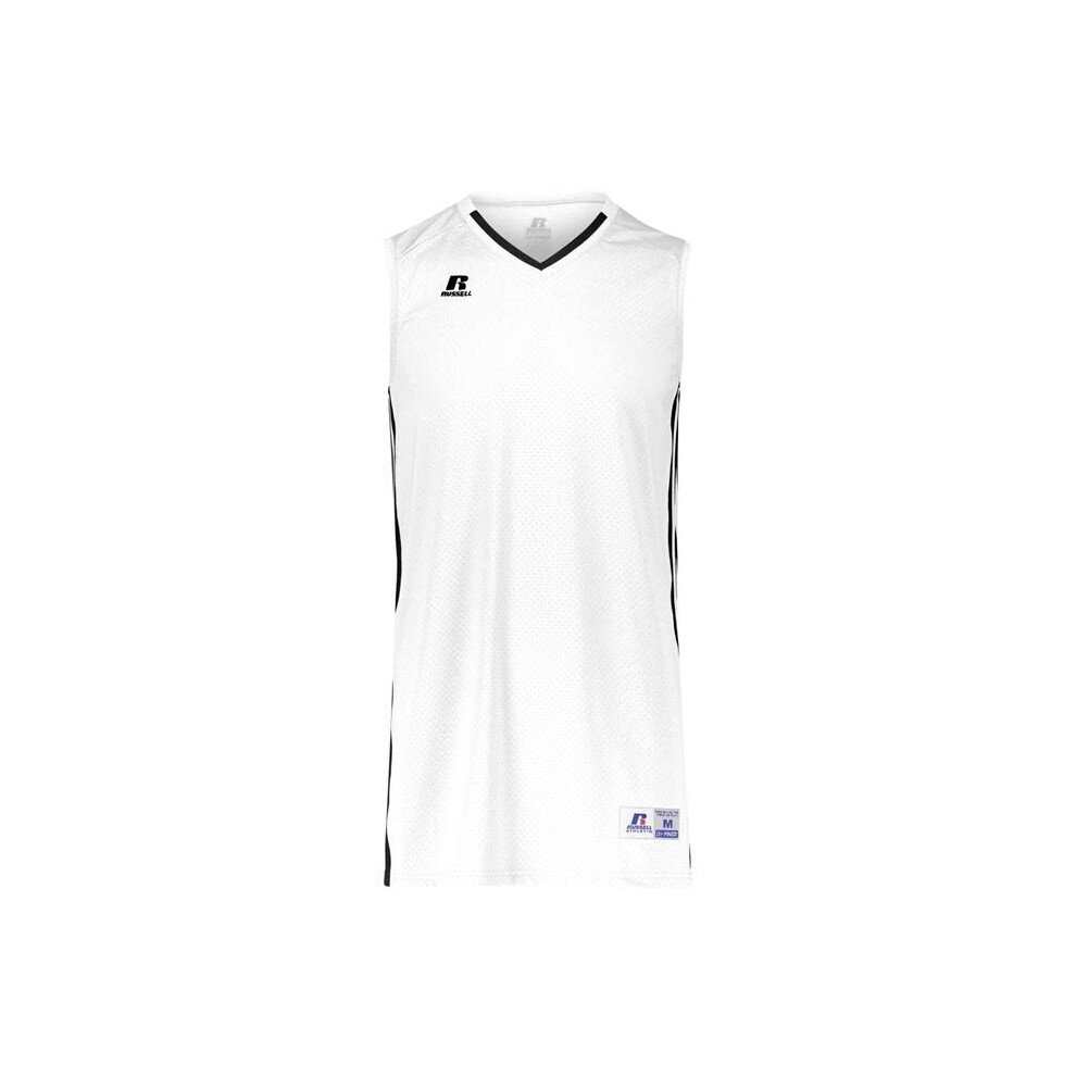 Russell 4B1VTM.WBK.S Adult Legacy Basketball Jersey, White & Black - Small