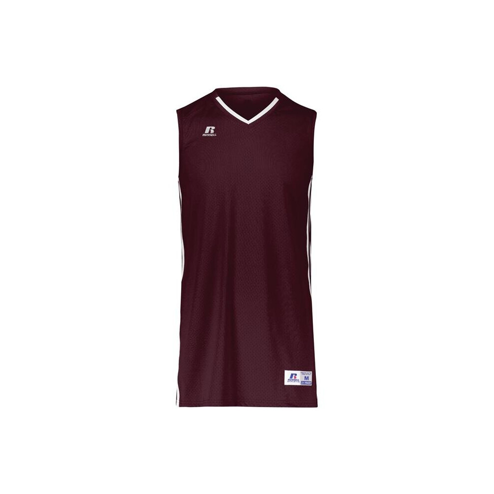 Russell 4B1VTM.MWH.S Adult Legacy Basketball Jersey, Maroon & White - Small