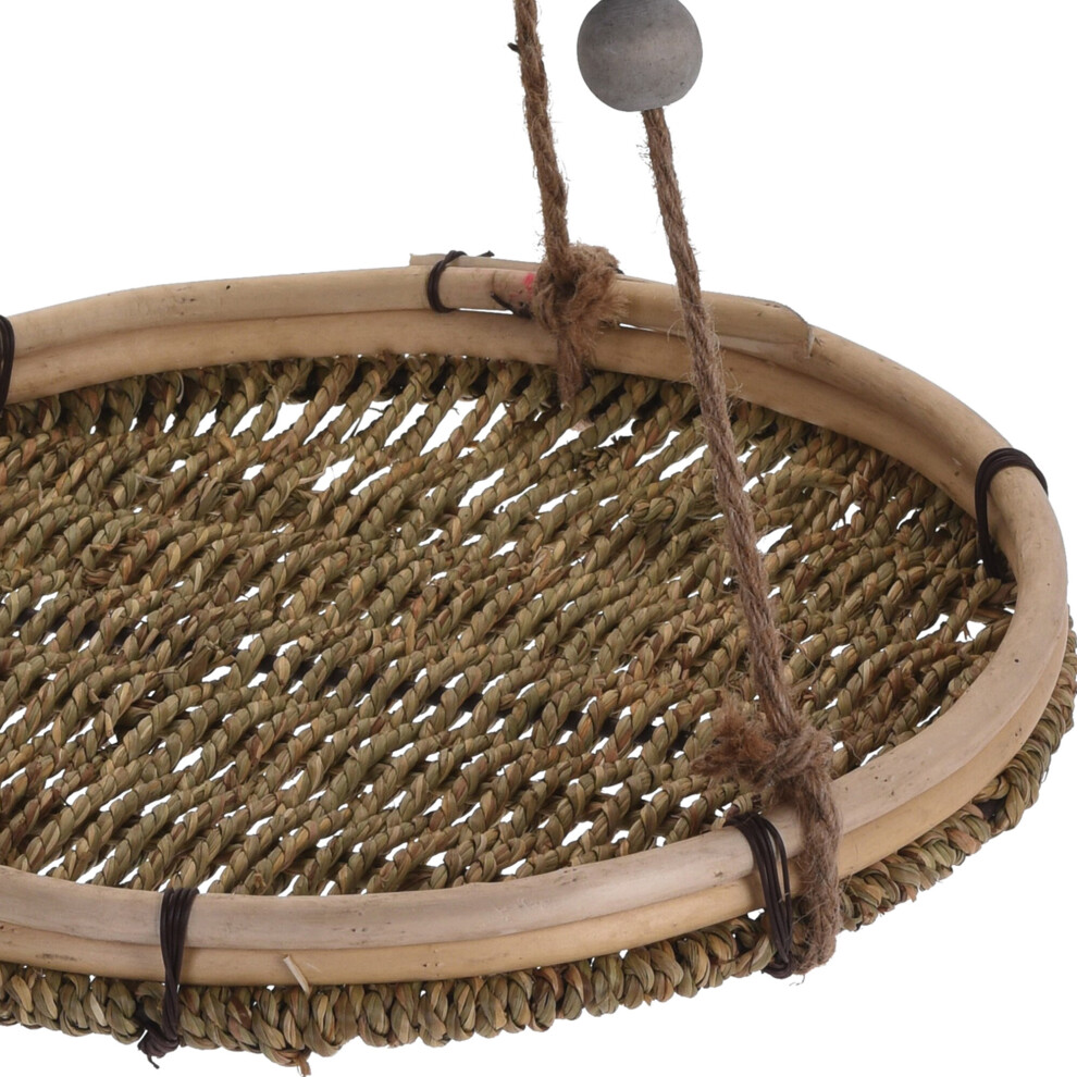 Natural Plant Hanger Indoor Outdoor Flower Basket Mesh Tray On Rope