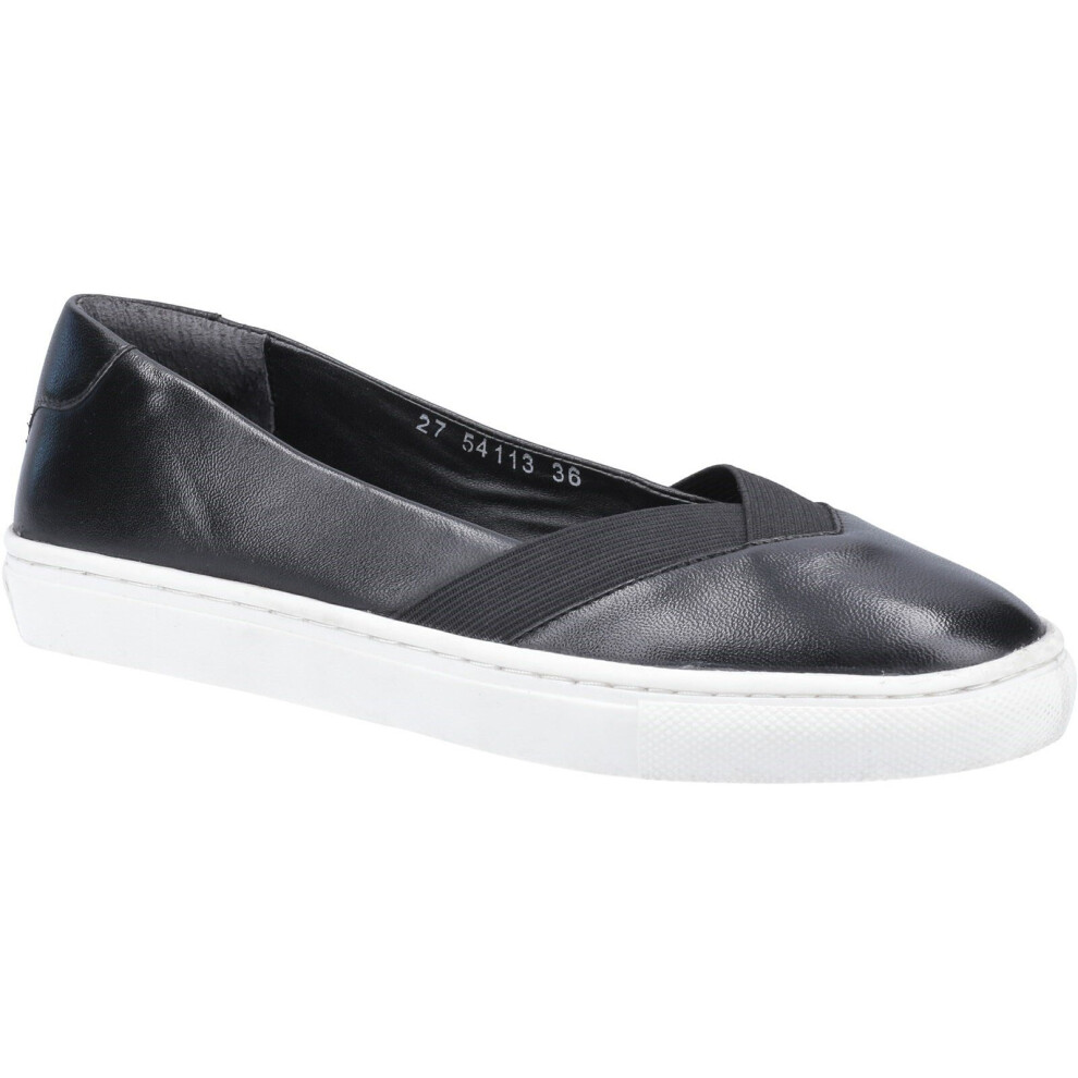 (Black, 4) Hush Puppies Women's Tiffany Slip On Flat Shoe Various Colours 31962