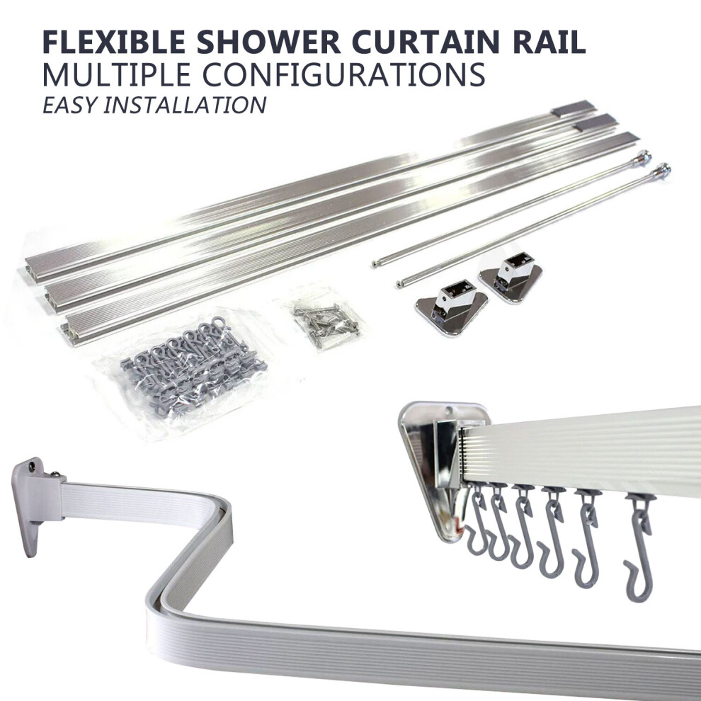 PROFESSIONAL Bendy Adjustable Shower Curtain Hanging Track Rail L P U Shape