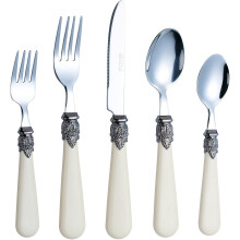 EXZACT 20-Piece French Vintage Cutlery Set - Ivory Cream Handles, Stainless Steel Flatware for Weddings & Gifts
