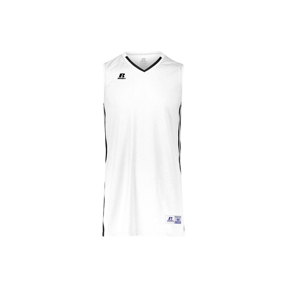 Russell 4B1VTB.WBK.S Youth Legacy Basketball Jersey, White & Black - Small