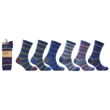 (Big Stripes) Mens Socks 6 12 Pairs Casual Work Sports Cotton Rich Designer Sock