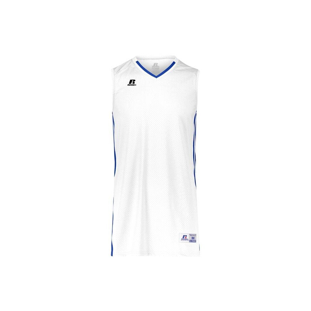 Russell 4B1VTM.WRO.XL Adult Legacy Basketball Jersey, White & Royal - Extra Large