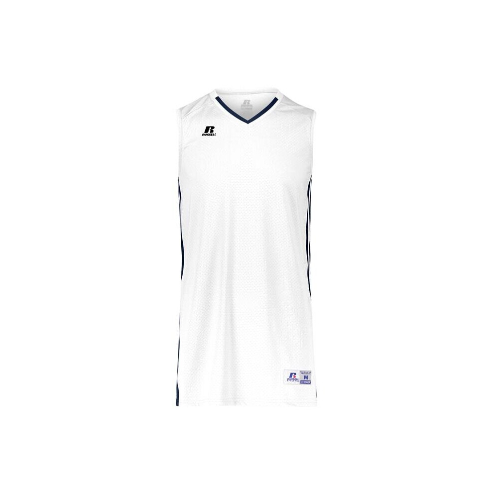 Russell 4B1VTM.WNA.XL Adult Legacy Basketball Jersey, White & Navy - Extra Large