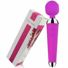 (Purple-With Box) Magic Wand Vibrator 10 Modes Rechargeable Body Massager