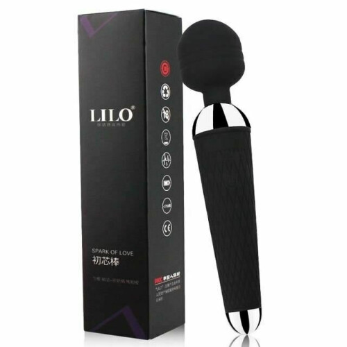 (Black-With Box) Magic Wand Vibrator 10 Modes Rechargeable Body Massager