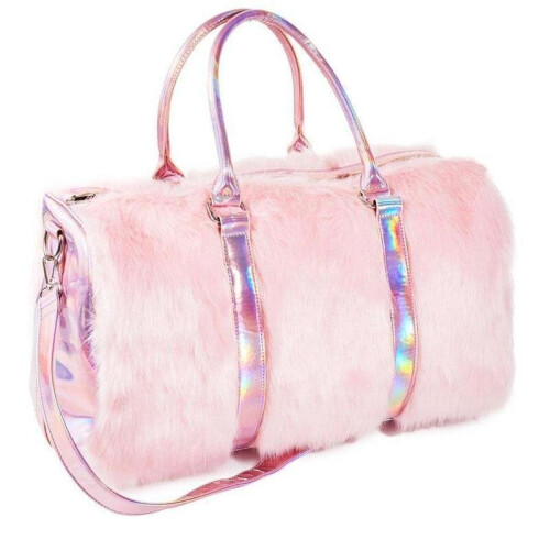 Pink Fur Duffle Bag