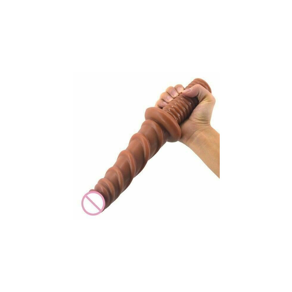 (Brown) 29Cm 11.4Inch Faak Dildo Dong Colour Rubber Sex Toy 4.8Cm Thick Butt Plug