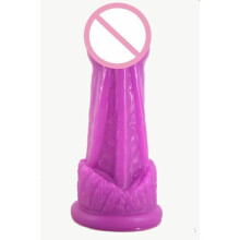 (Purple) 14.8Cm 5.8Inch Horn Faak Dildo Dong Colour Rubber Sex Toy 4.2Cm Thick Butt Plug