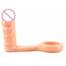 (Flesh) 13Cm 5.1Inch Cock Ring Faak Dildo Dong Rubber Sex Toy 3.9Cm Thick Butt Plug