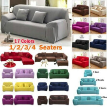 (2 Seaters, Grey) High Quality 17 Solid Colors Slipcovers Home & Living Sofa Cover 1/2/3/4 Seats L Shape Recliner Protector Cover