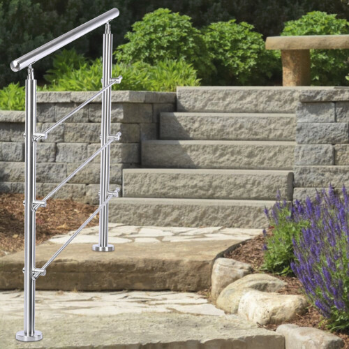 Living And Home (180cm 3 Cross Bar) Handrail Kit Outdoor Grab Rail Garden Step Support Variable Angle