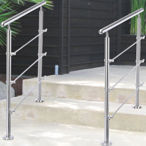 (100cm 3 Cross Bar) Handrail Kit Outdoor Grab Rail Garden Step Support Variable Angle