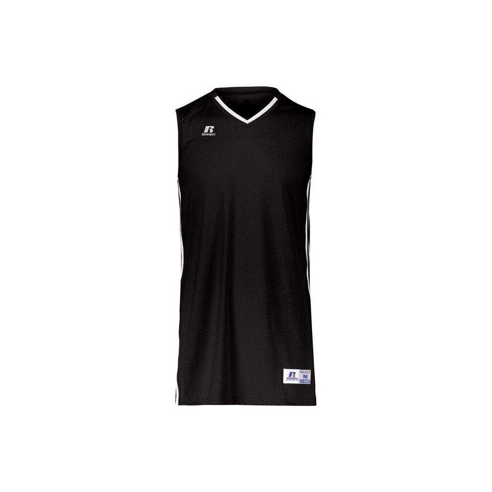 Russell 4B1VTM.BWH.2XL Adult Legacy Basketball Jersey, Black & White - 2XL