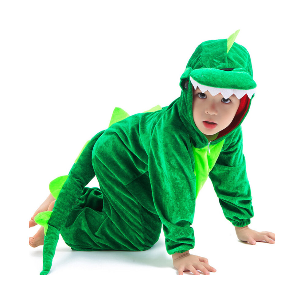 (Long 100Cm) Halloween Children's Crocodile Costume Cosplay Unisex Jumpsuit Green