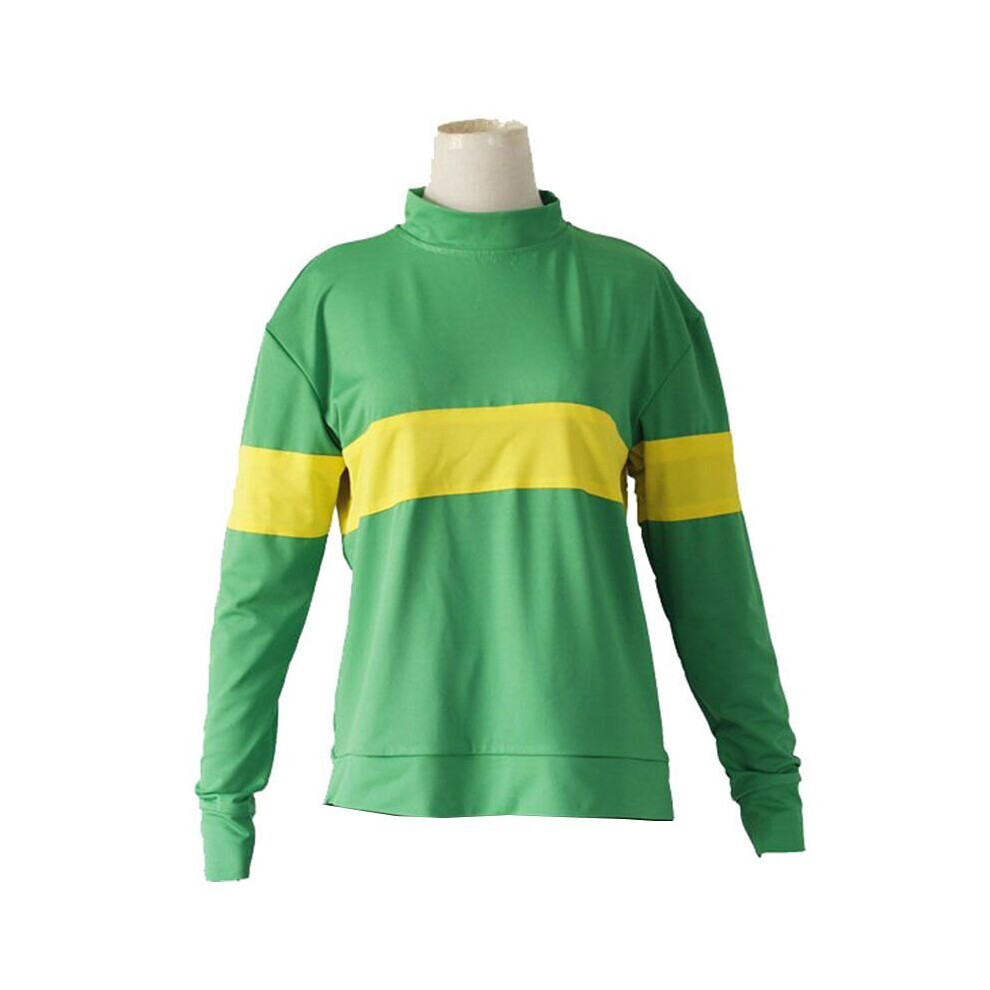 ( Frisk T Shirt Only, Female S) Undertale Frisk Chara Cosplay T-Shirt Tracksuit Set Green