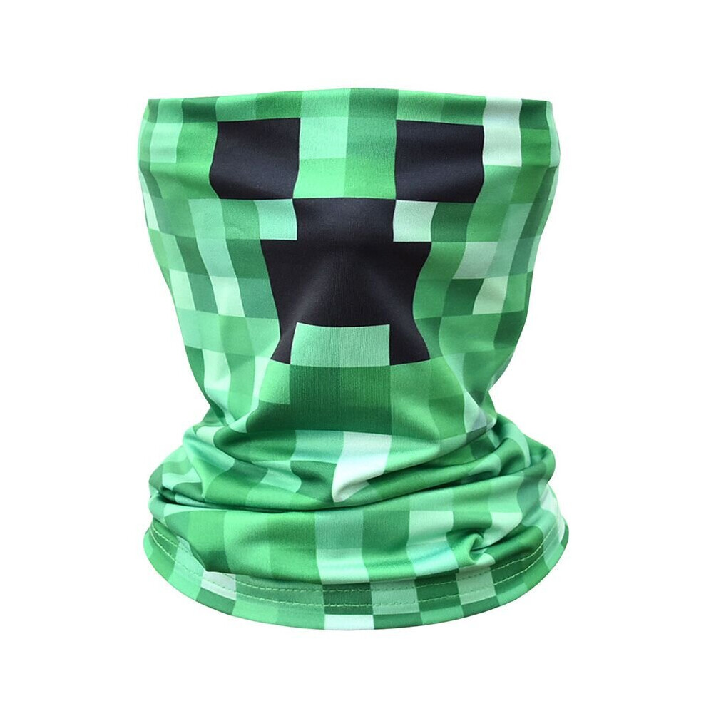 (For Adult) Minecraft Creeper Face Mask Neck Gaiter Scarf Turban