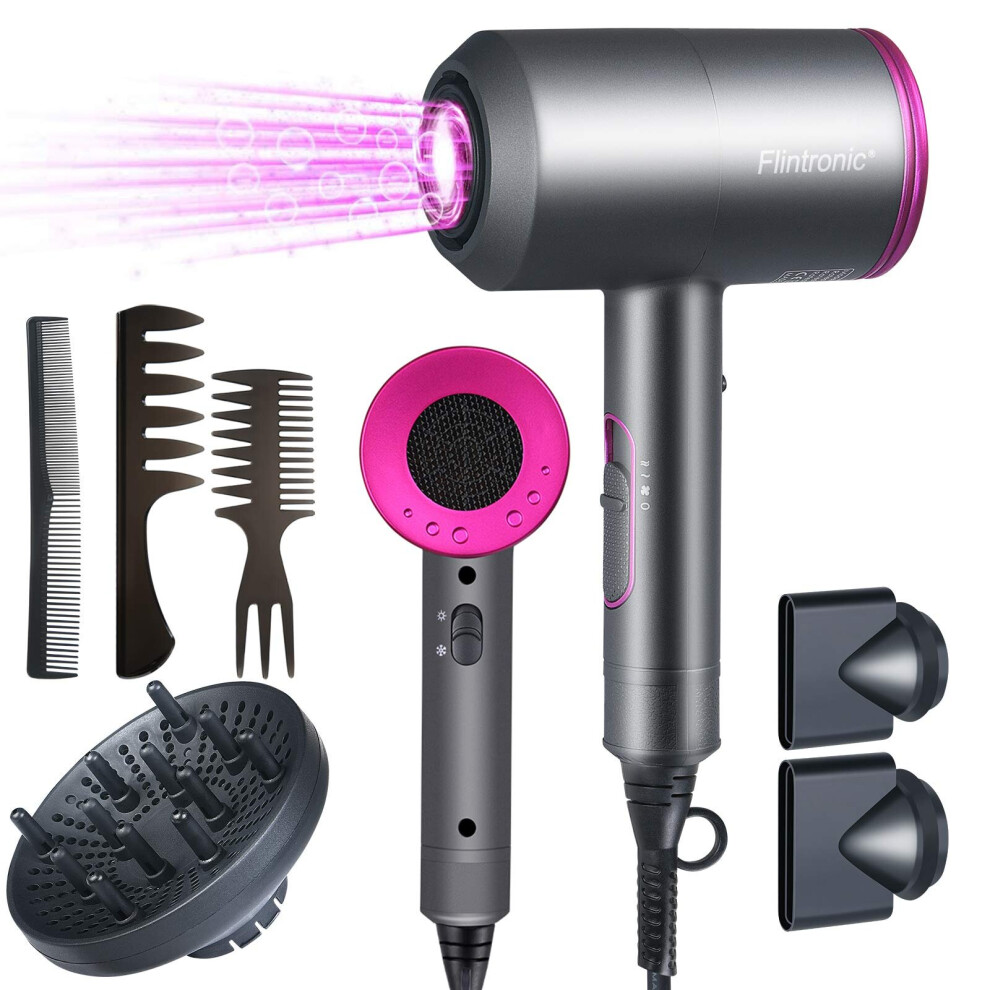 Hair Dryer 2000W Powerful Ionic Dryer 2 Speed 3 Heat Settings Fast Dry Lightweight Dryer with Diffuser