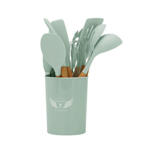 (Green) 11pc Silicone Kitchen Utensils Set 1