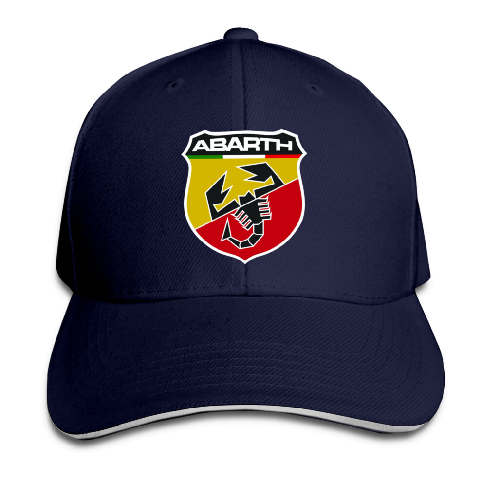 (Navy) Abarth Logo Car Unisex Cap Adjustable Sandwich Hat