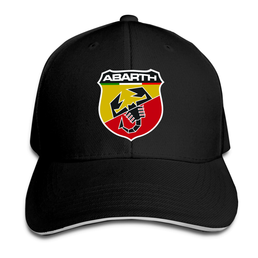 (Black) Abarth Logo Car Unisex Cap Adjustable Sandwich Hat