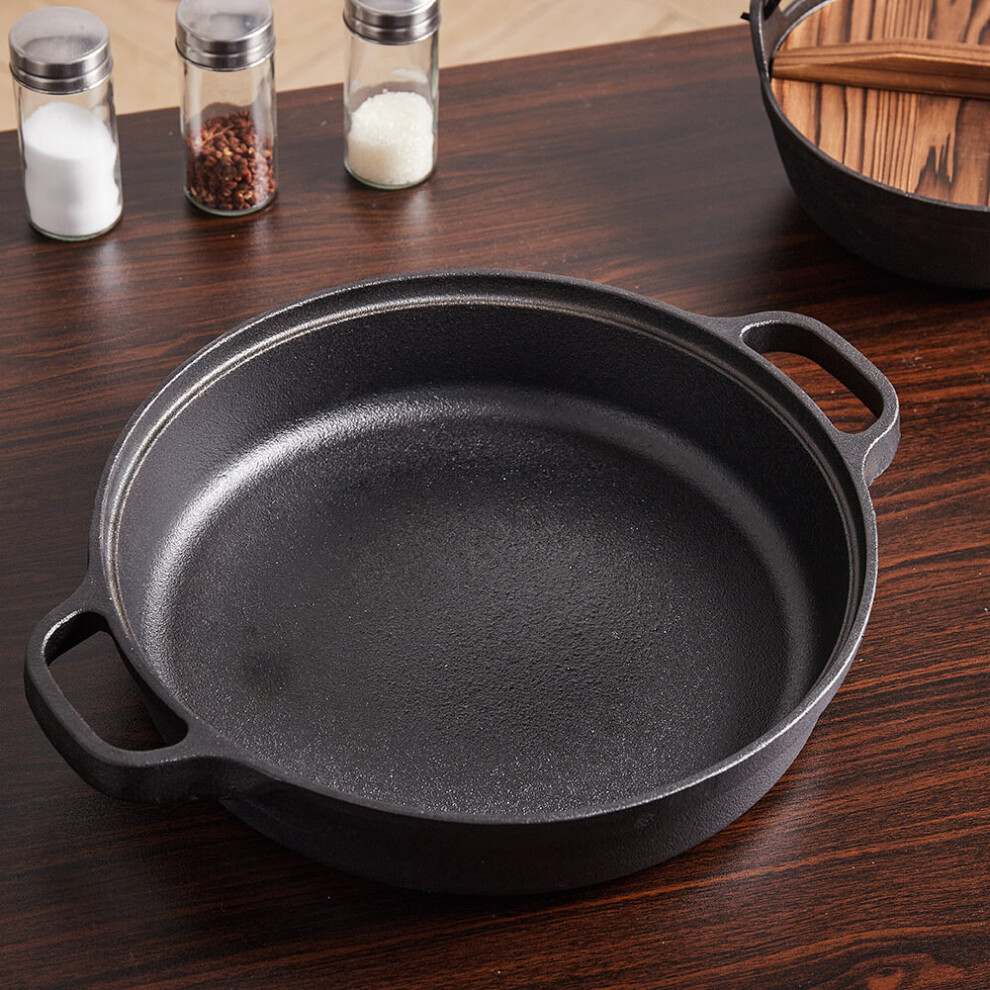 Cast Iron Grilldle Pan Round Frying Pan Baking Pot Skillet with Handle-image-OPC-P87GN5W-NEW
