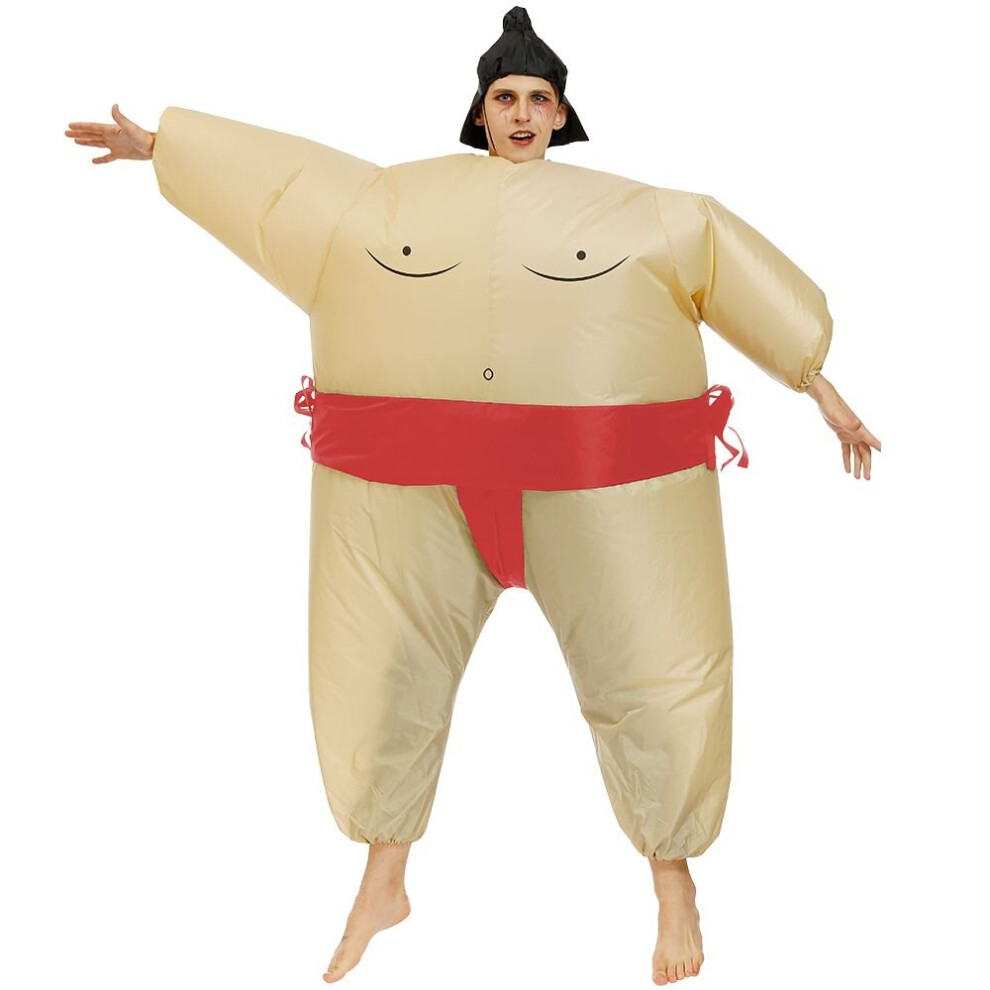 (Red-Adult) Sumo Inflatable Wrestler Costume Suits For Adult/Children Multicoloured