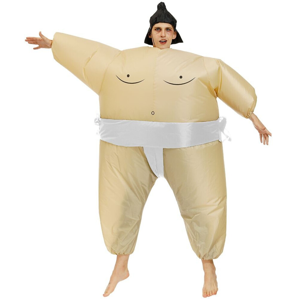 (White-Adult) Sumo Inflatable Wrestler Costume Suits For Adult/Children Multicoloured