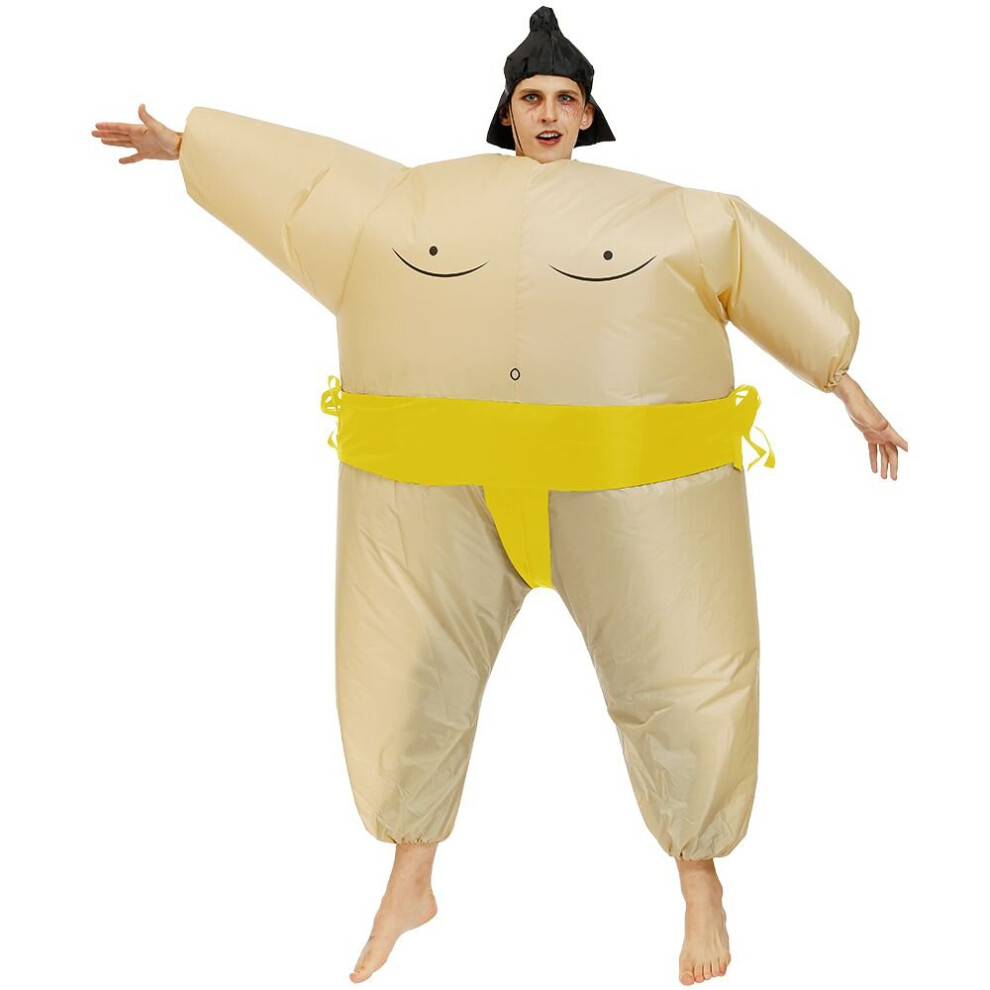 (Yellow-Adult) Sumo Inflatable Wrestler Costume Suits For Adult/Children Multicoloured