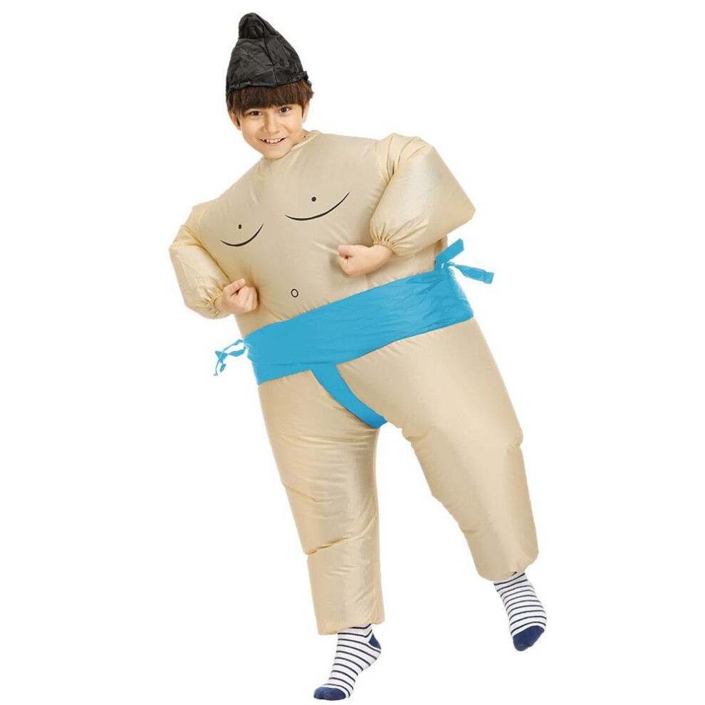 (Blue-Kid) Sumo Inflatable Wrestler Costume Suits for Adult/Children