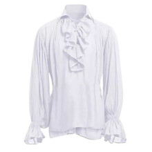 (White(No Belt), 4XL) Men's Medieval Pirate Shirt Vintage Duke Long Sleeve Top
