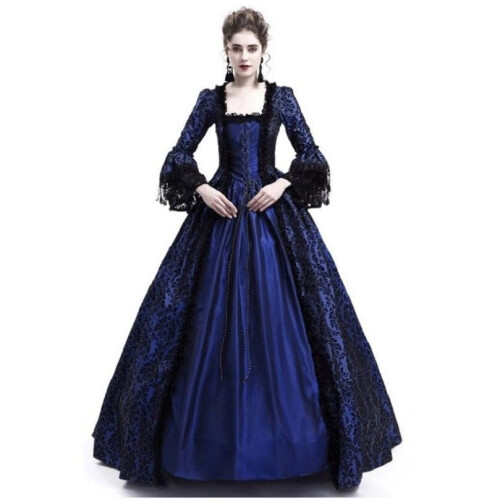 (Blue, 5XL) Women's Marie Antoinette Costume Gothic Victorian Dress