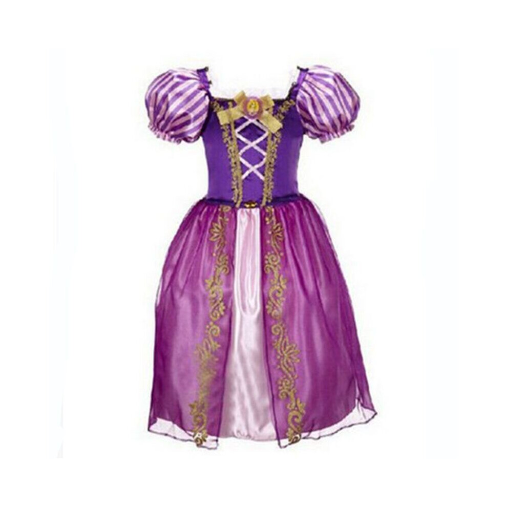 (#D Dark Purple Rapunzel Dress, 100Cm/3-4Years) Girl Disney Princess Skirt Dress Cosplay Costume Multicoloured