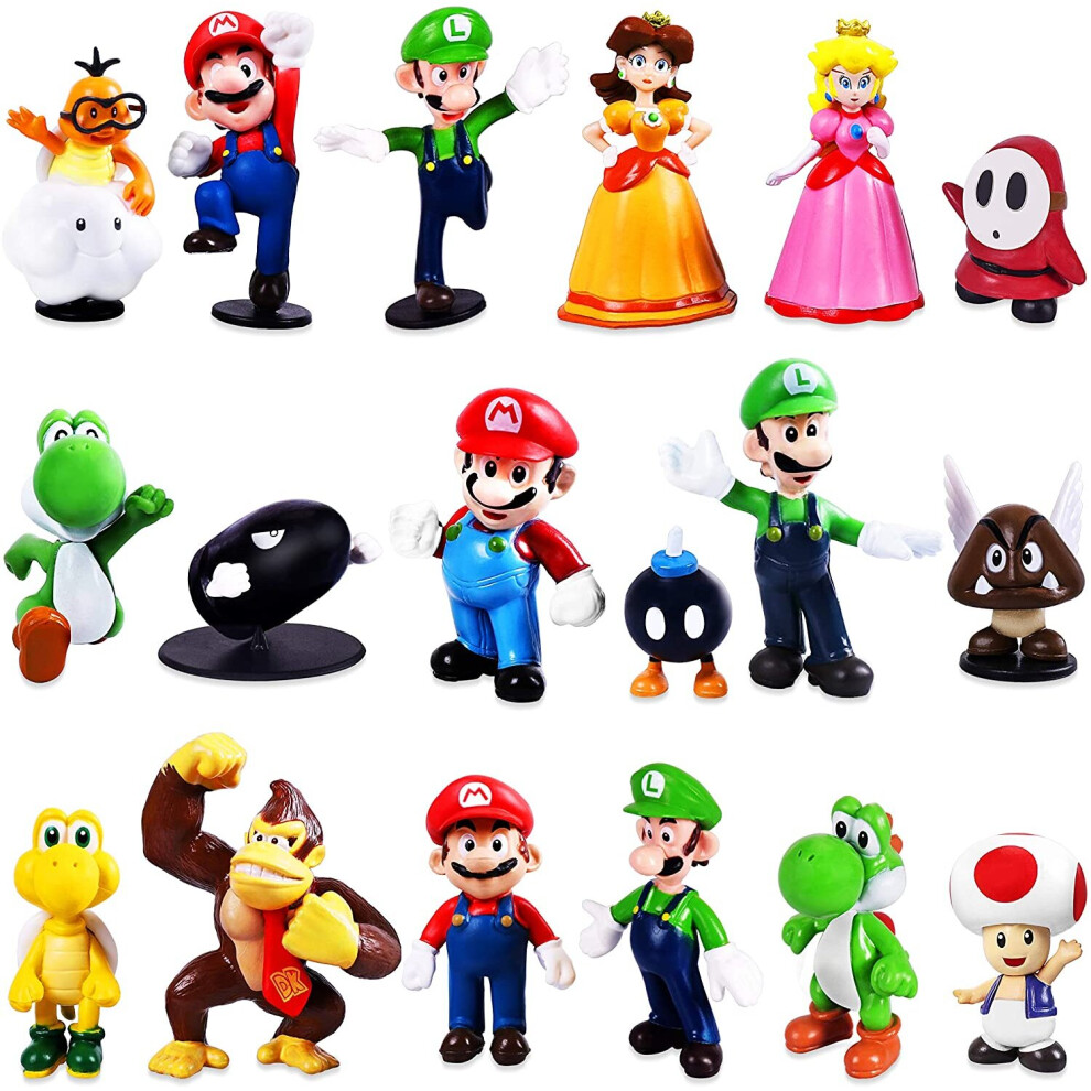 18pcs Mario Brothers Action Figures Kids Toys Cake Toppers Collection Playset