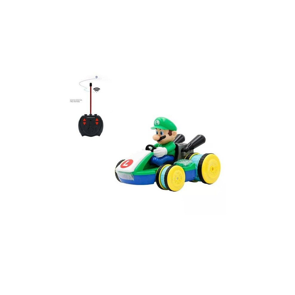 (green) Super Mario Kart Racing 2.4Ghz Four-way Remote Control Car Electric Toy Car with Light and Music Boy Handle