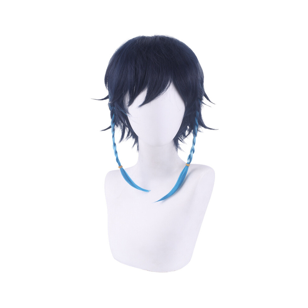 Unisex Multicoloured (Venti, 35Cm/13.77In) Genshin Impact Cosplay Female Anime Character Wig Party