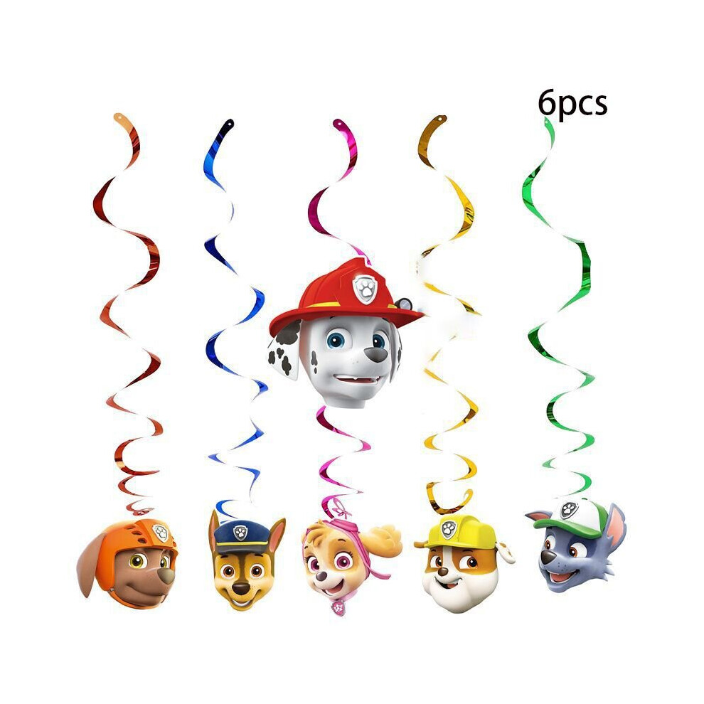 (6Pcs Spiral) Paw Patrol Party Supplies Kid's Birthday Decoration set