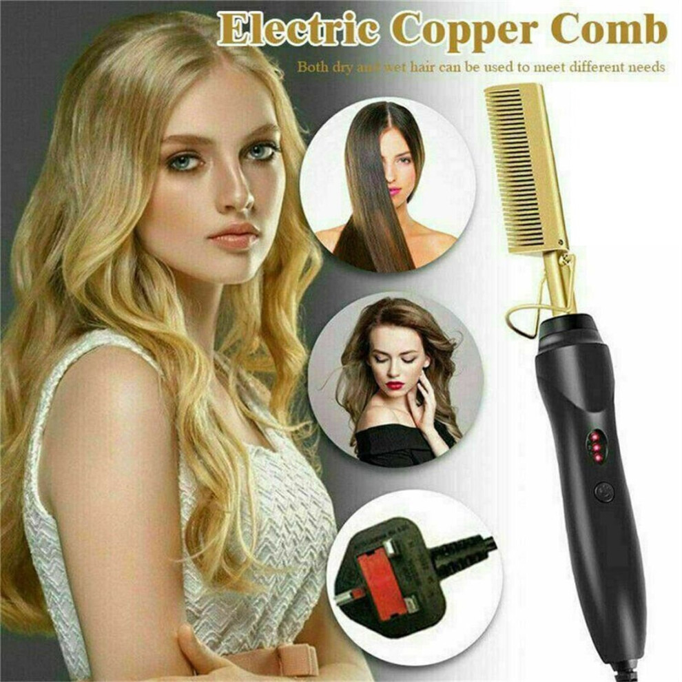 Unisex Comb Electric Beard Straightener Brush Hair Comb Flat Curler Curling