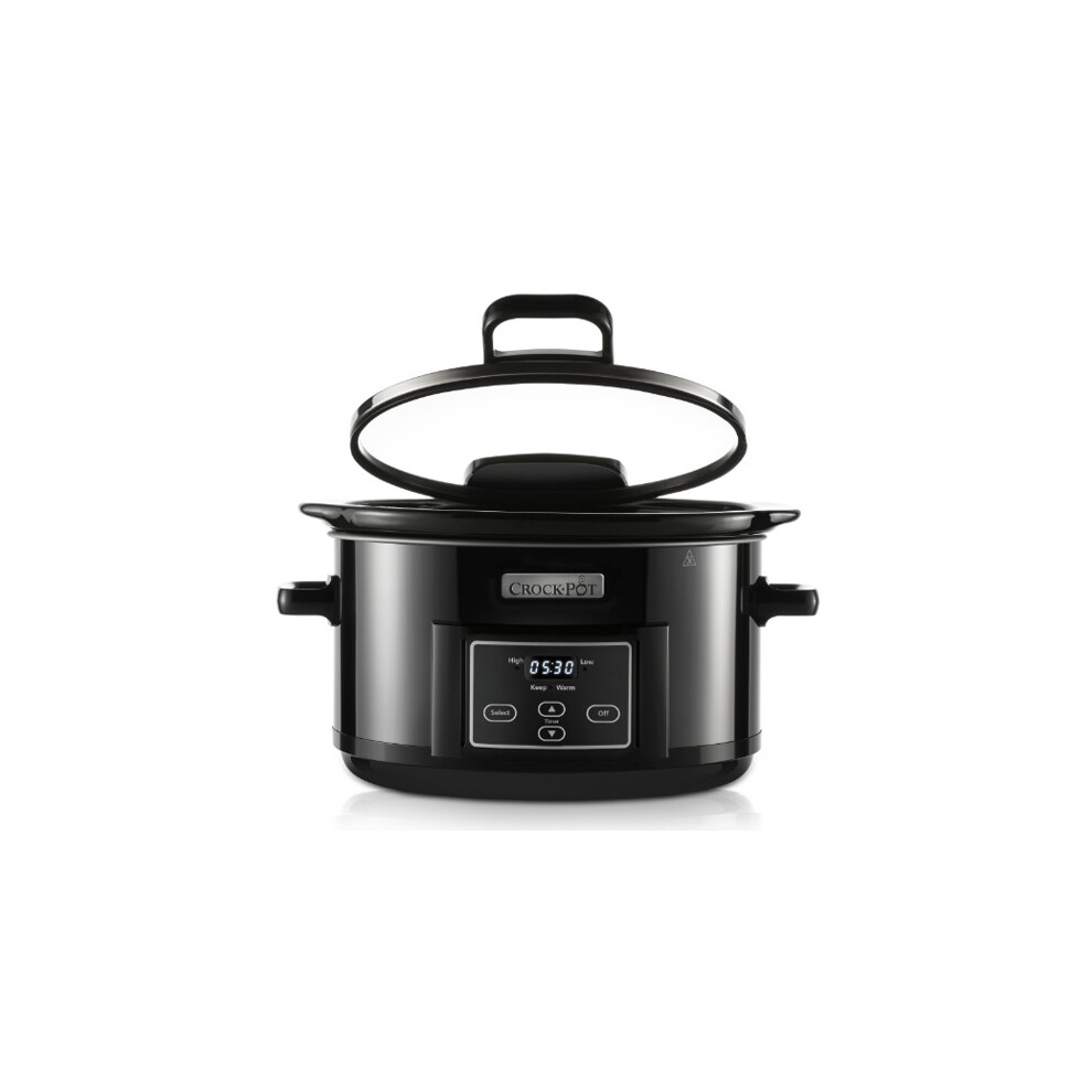 Crock Pot Slow Cooker 4.7L Hinged Lid Food Pressure Kitchen Auto Keep Warm - Black