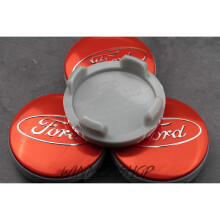 (Red 54mm) 4 Ford 54mm Alloy Wheels Centre Caps