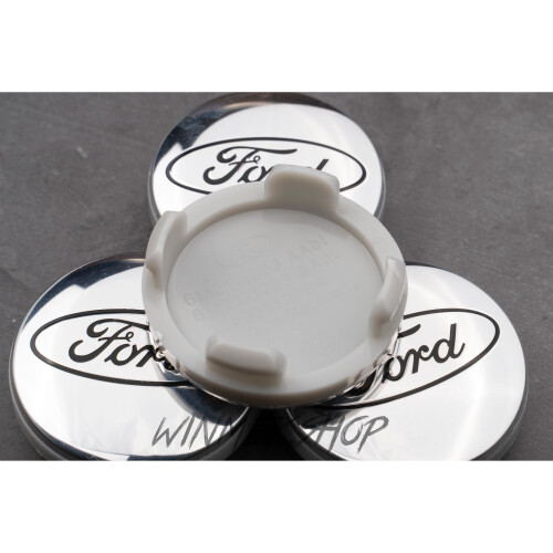 Ford (Chrome 54mm) 4 Ford 54mm Alloy Wheels Centre Caps