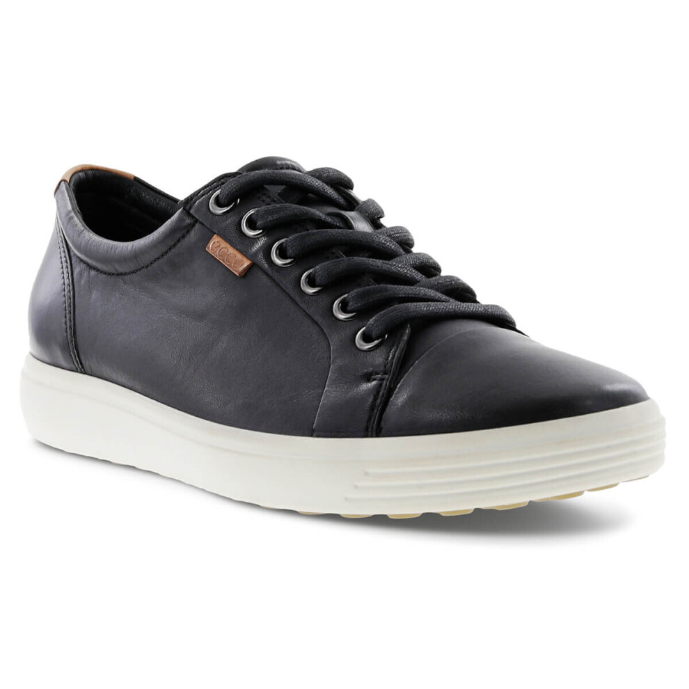 Ecco (Uk 7.5, ) Womens Soft 7 W Soft Comfy Lace-Up Lightweight Leather Trainers Black